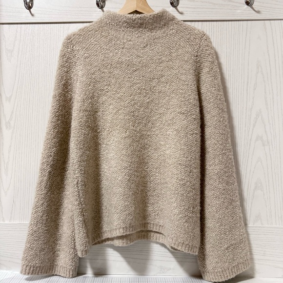 Ann Taylor Sweater Women Small Cream Oatmeal Wool Blend Flare Neutral Lagenlook - Picture 2 of 8